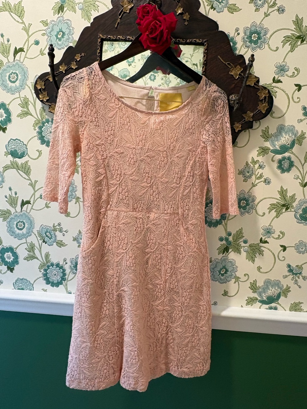Maeve Anthropologie Blush Lace Dress XS Romantic Cottagecore Garden Party